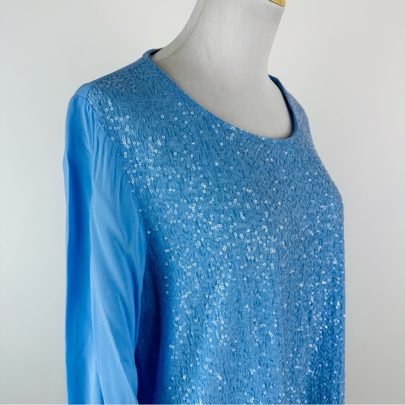 Chico’s Light Blue Sequin Top Chico’s Size 2 US Large - Picture 5 of 14